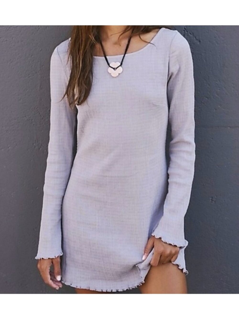 Free People Aleutian Blue Long Sleeve Sweater Dress Women's Medium Mini